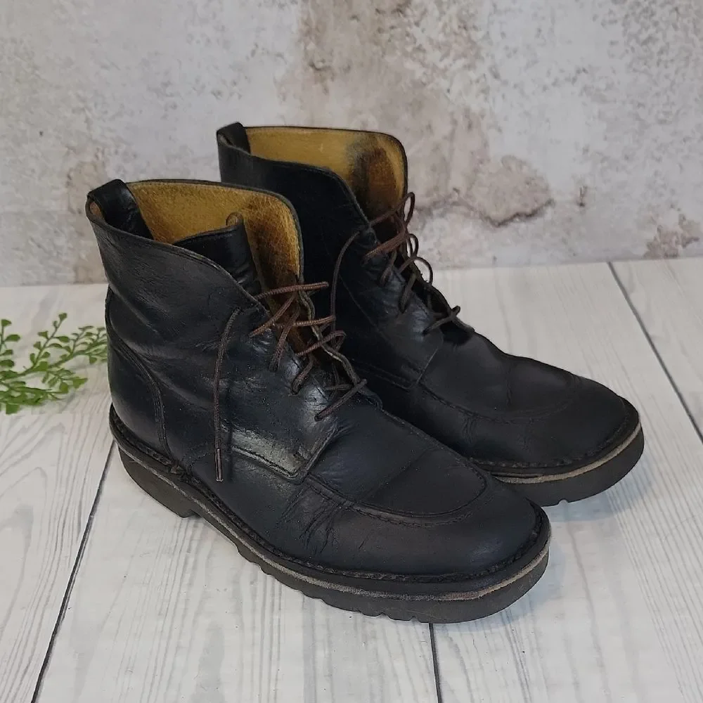 J. Crew Vintage #10229 Leather Field Boots In Black Mens Size 7.5